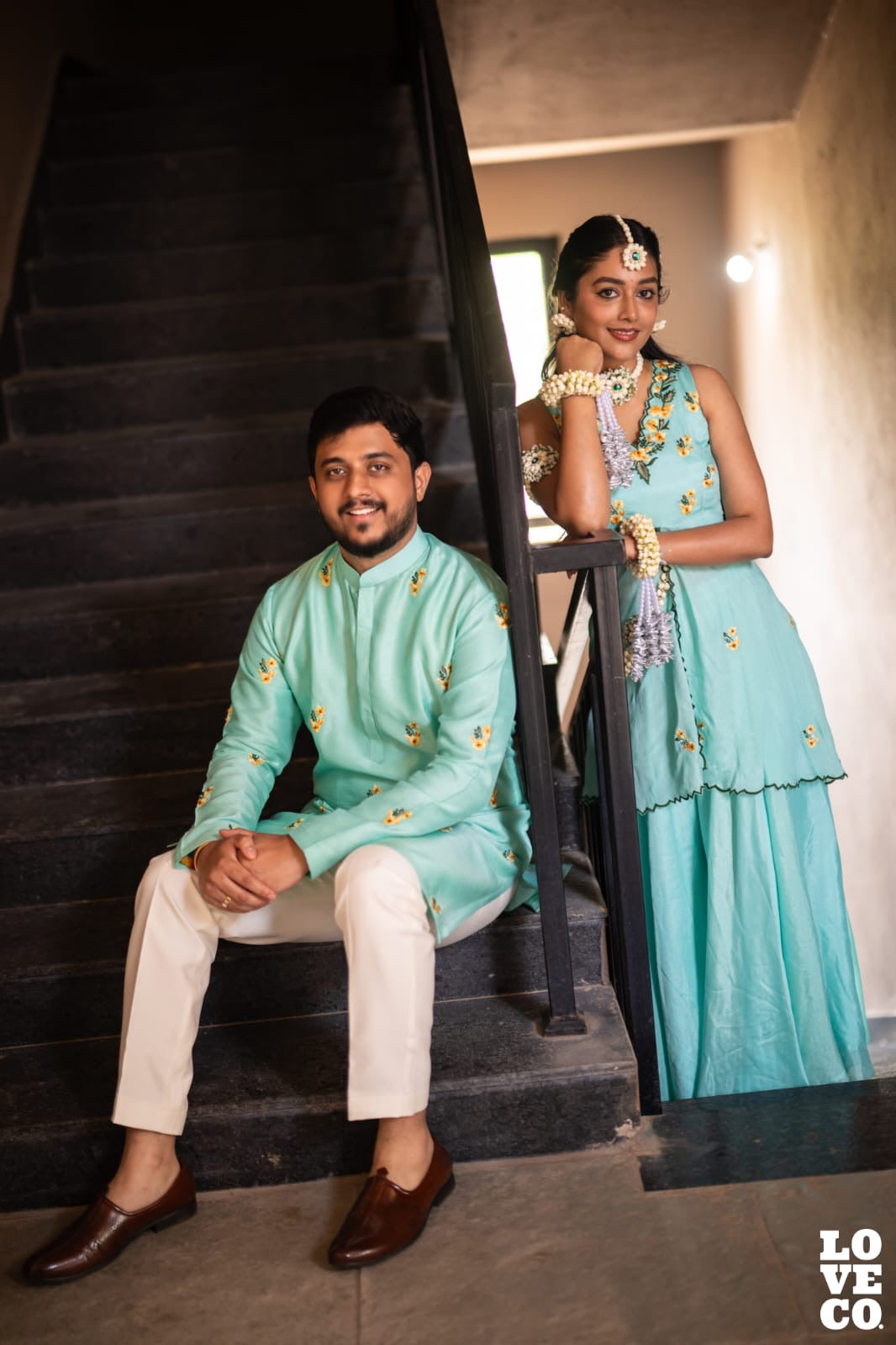 Pastel Mint Blue Sharara Set