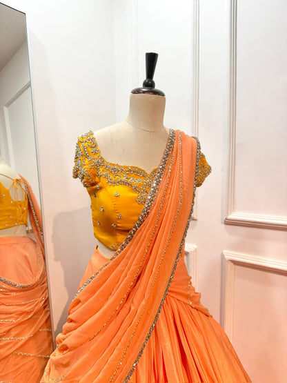 Pastel Pre draped Lehenga