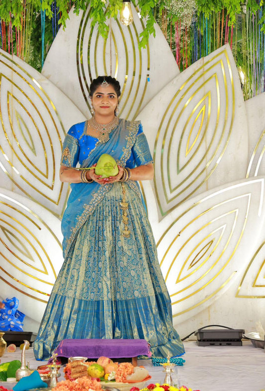 Blue Kanchipattu Lehenga