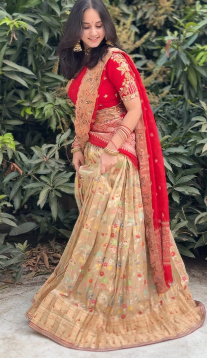 Golden zarikota Lehenga