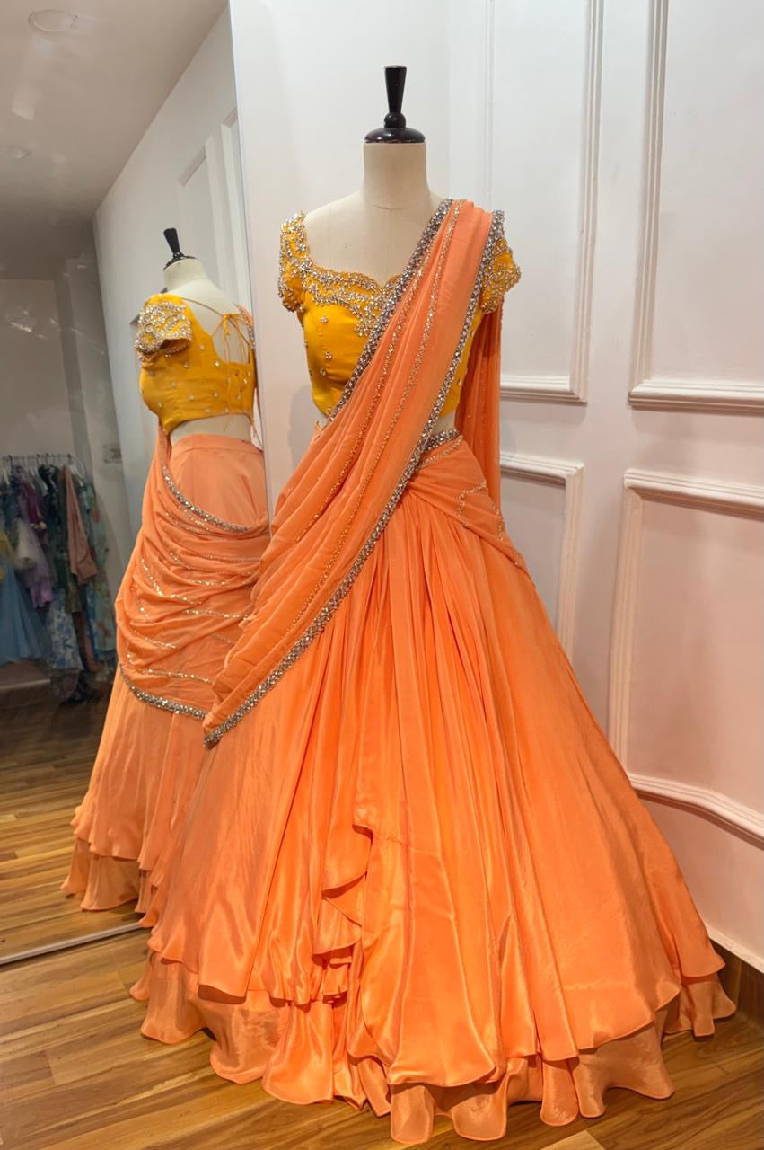 Pastel Pre draped Lehenga