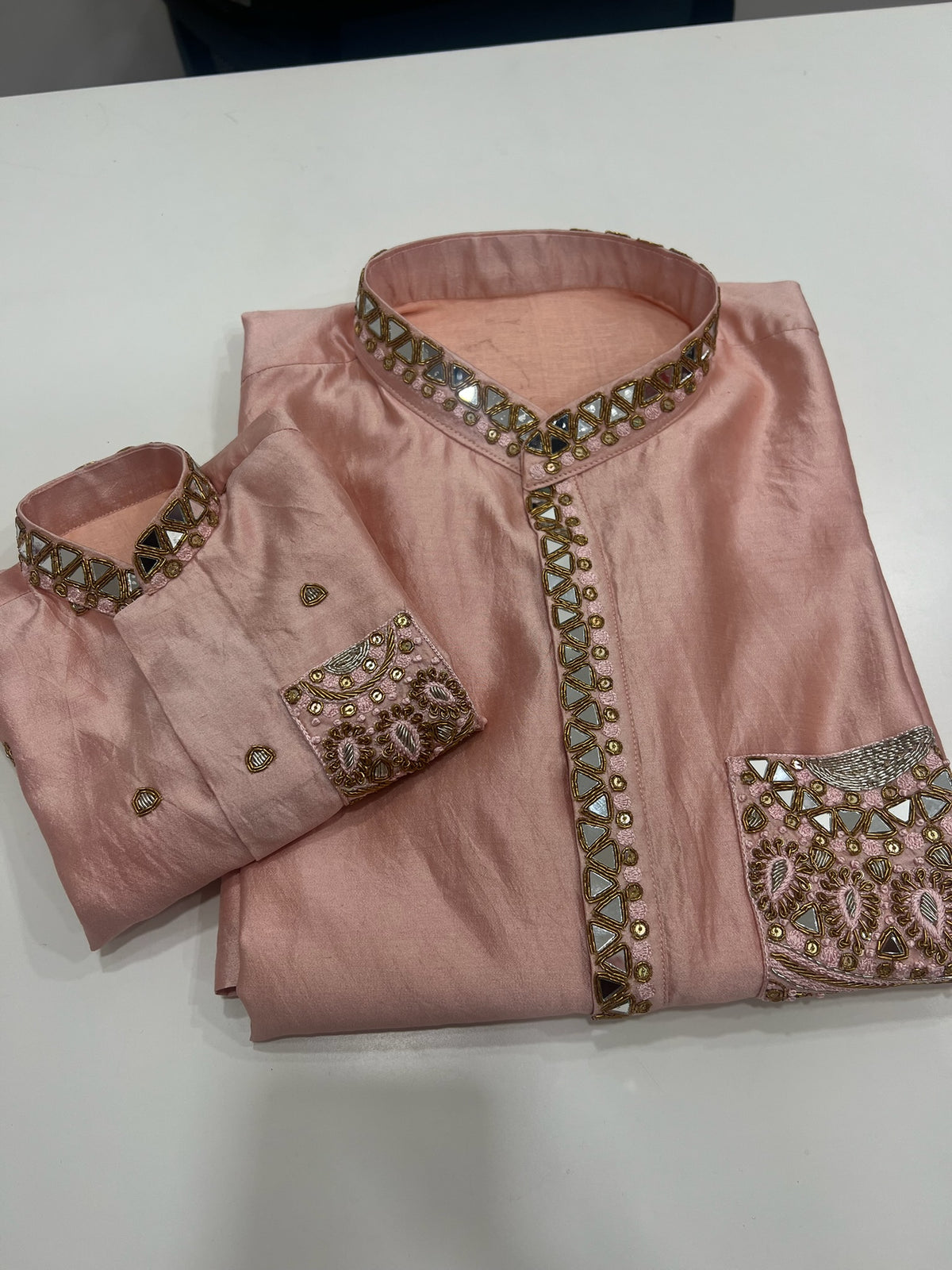 Mirror Embroidered Pure Kurta