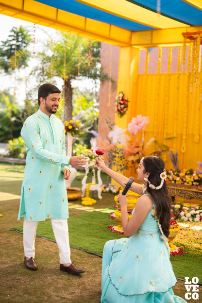 Pastel Mint Blue Sharara Set
