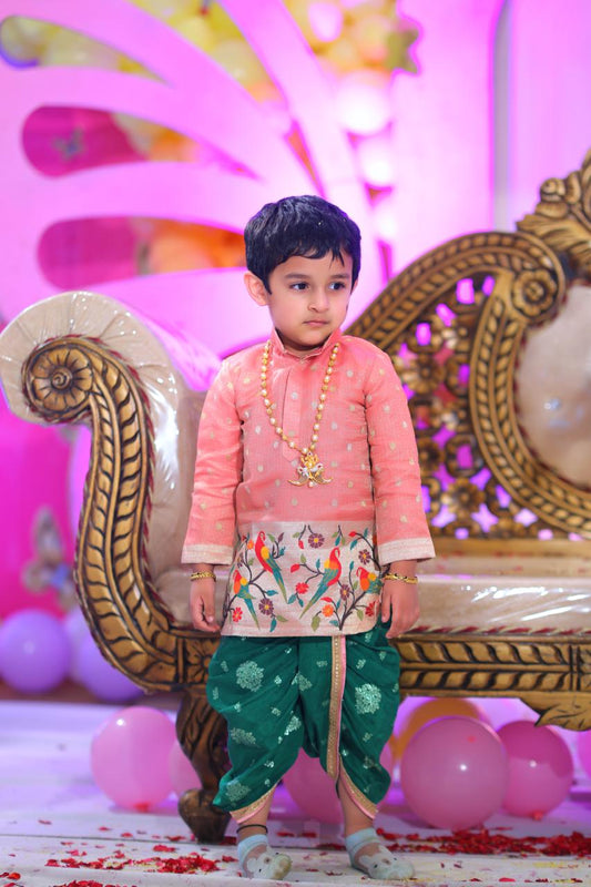 Zari Kota Kurta with Dhoti Set
