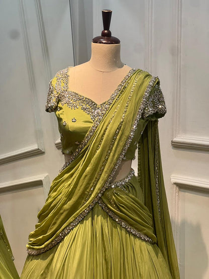 Pre draped Lehenga