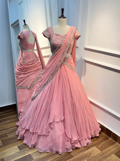 Peach pink Lehenga