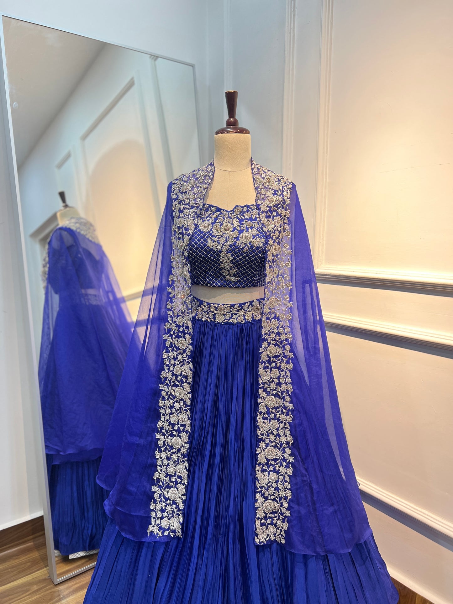 Product Name: Satin Raw Silk Lehenga Set with Hand-Embroidered Organza Cape