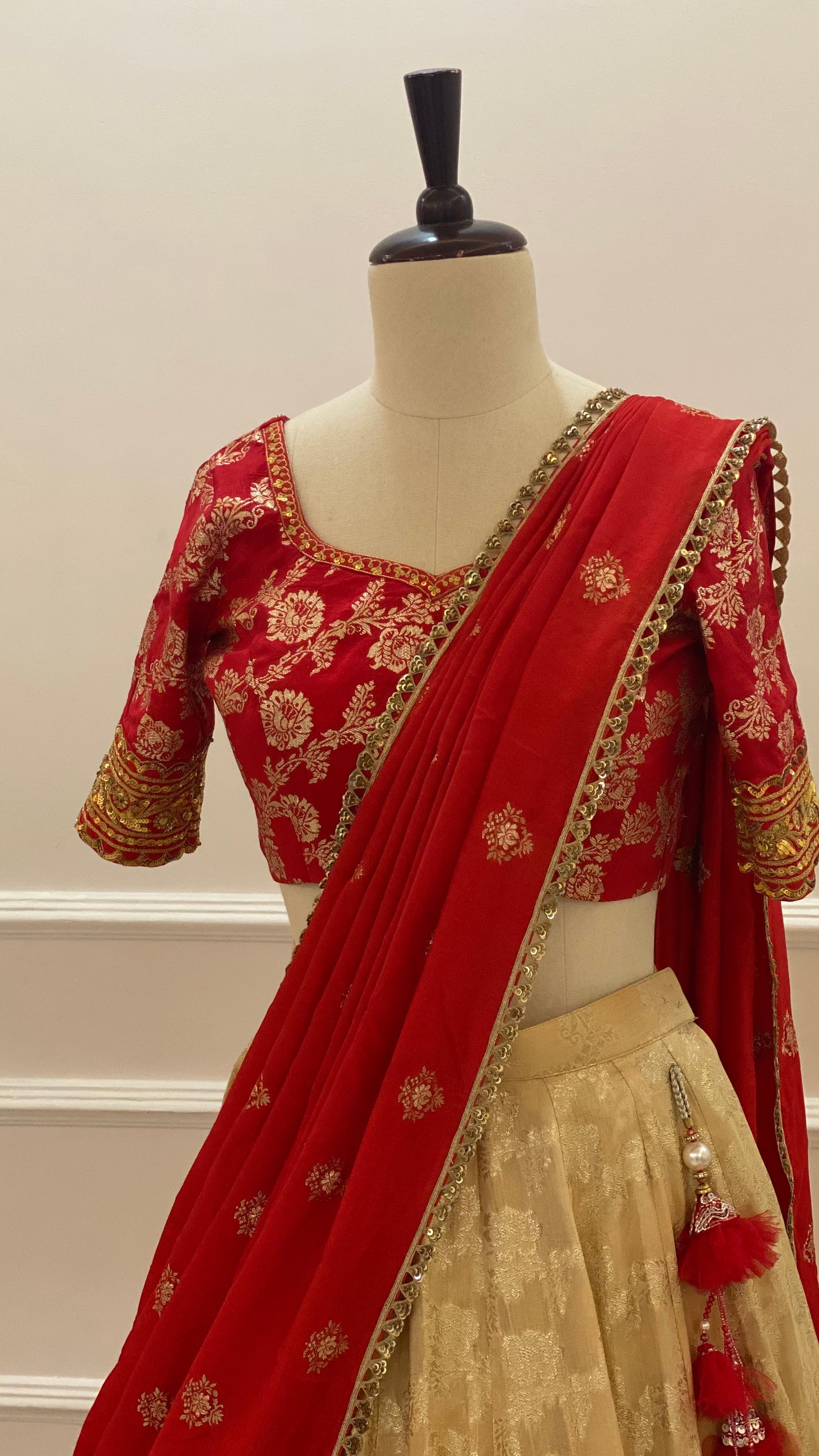 Banarasi Lehenga Set with Handwork Blouse & Chinon Dupatta
