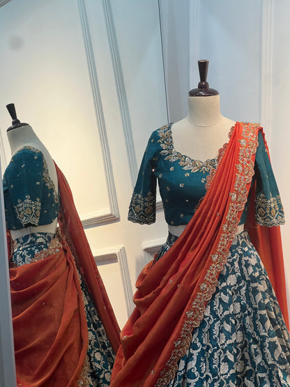 Banarasi Lehenga with Hand-Embroidered Dupatta