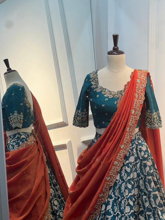 Banarasi Lehenga with Hand-Embroidered Dupatta