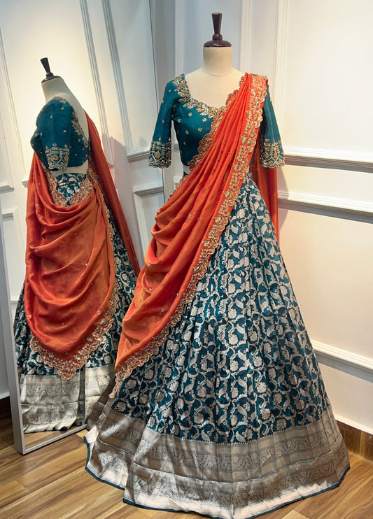Banarasi Lehenga with Hand-Embroidered Dupatta