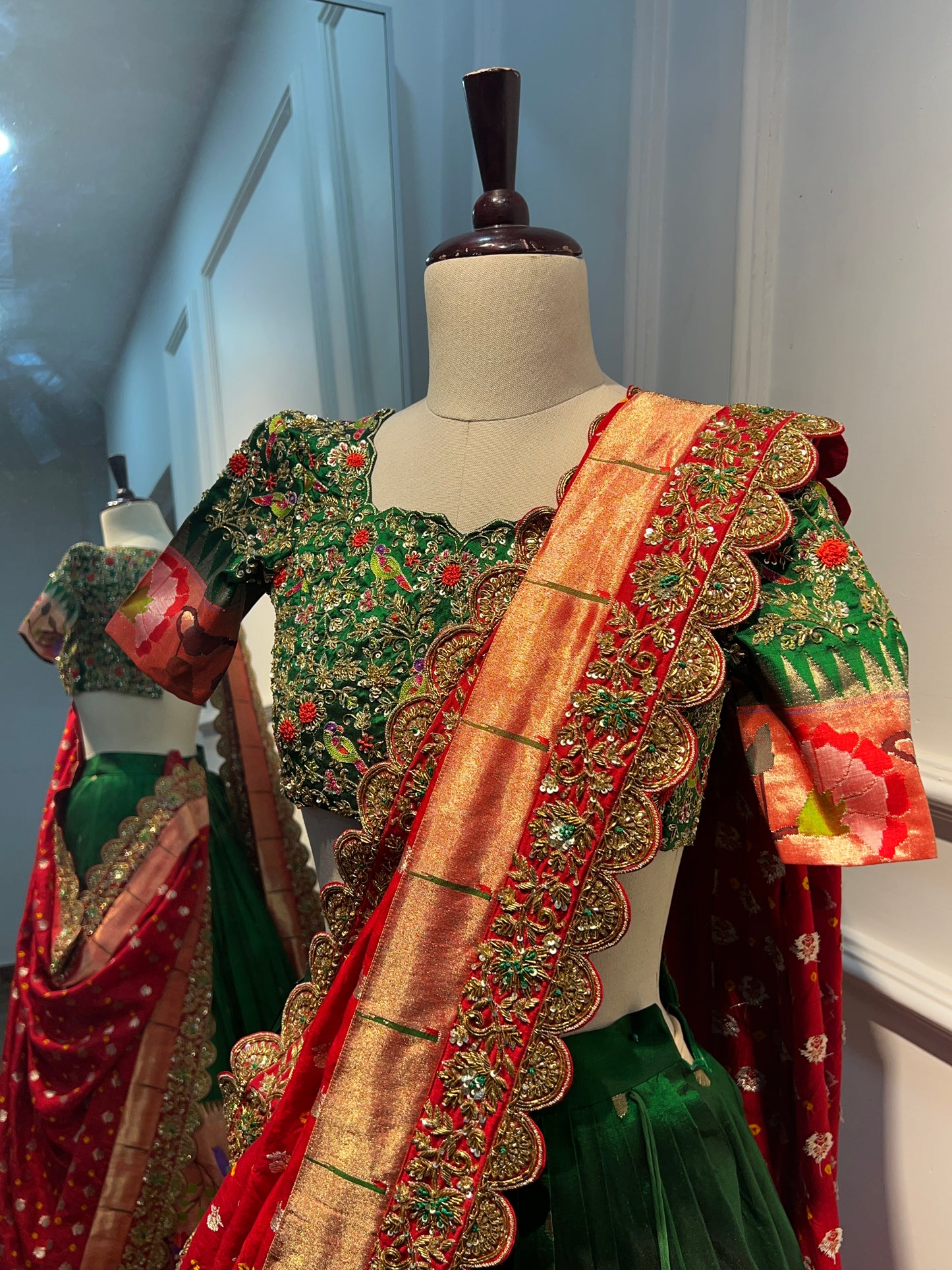 Pure Paithani Handwork Lehenga Set with Bandhani Dupatta
