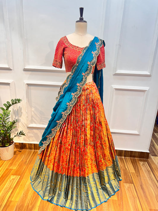 Kanchipattu Lehenga With Handwork Dupatta And Blouse