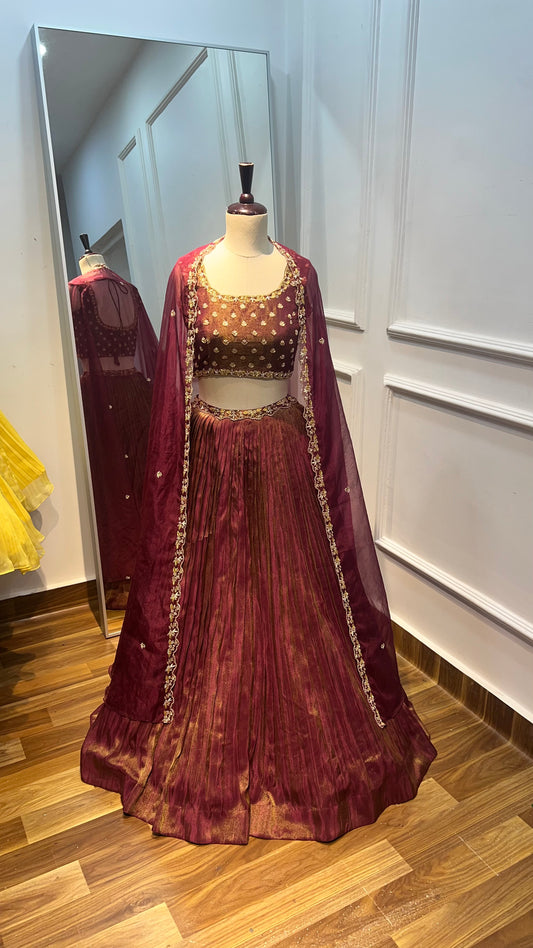 Tissue Lehenga Cape Set