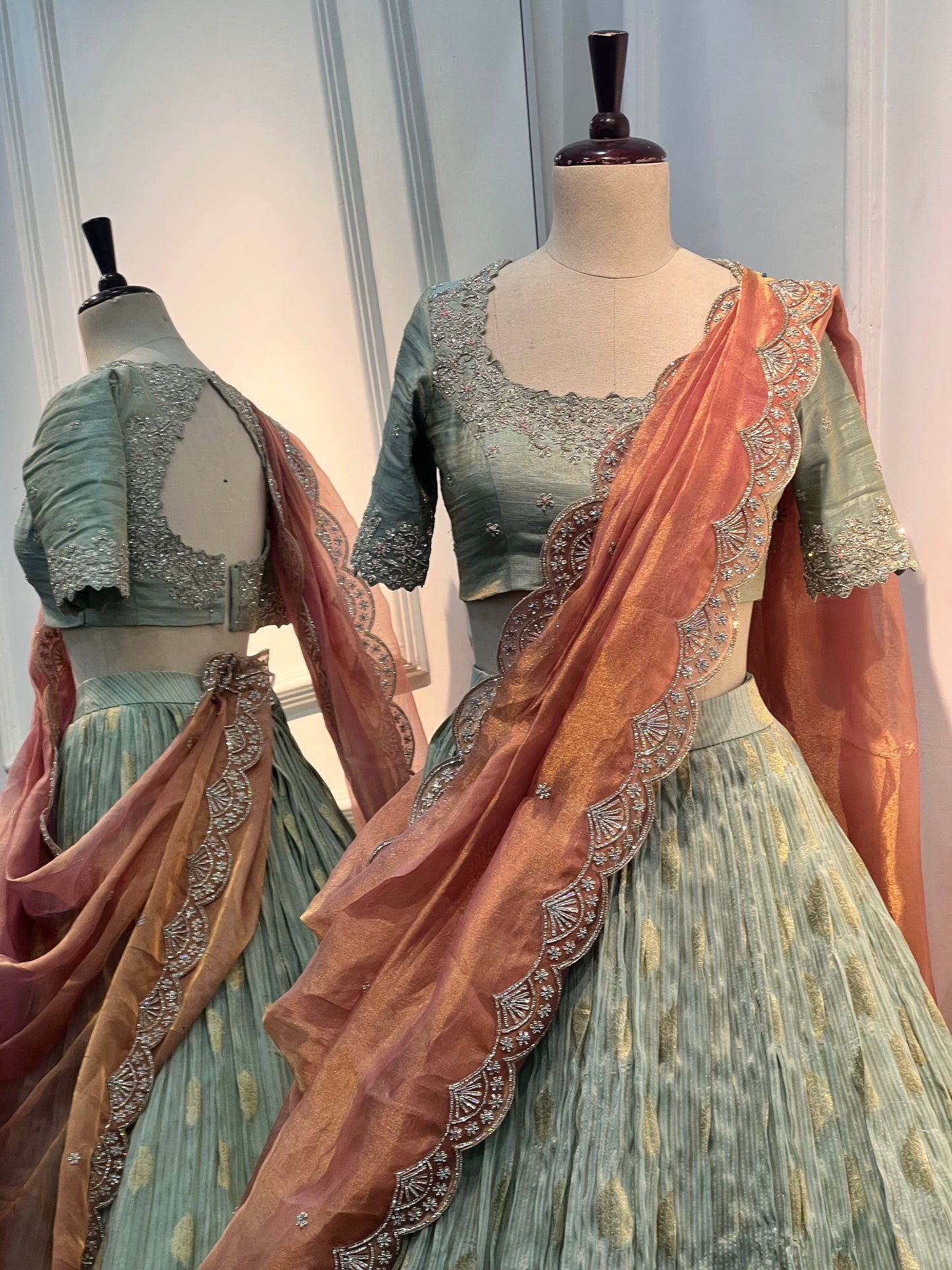 Banarasi Tissue Lehenga with Swarovski Hand-Embroidered Blouse