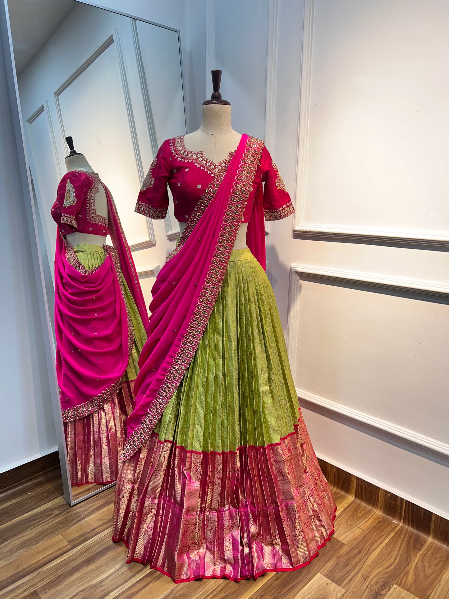 Royal Hand-Embroidered Kanchi Pattu Lehenga Set