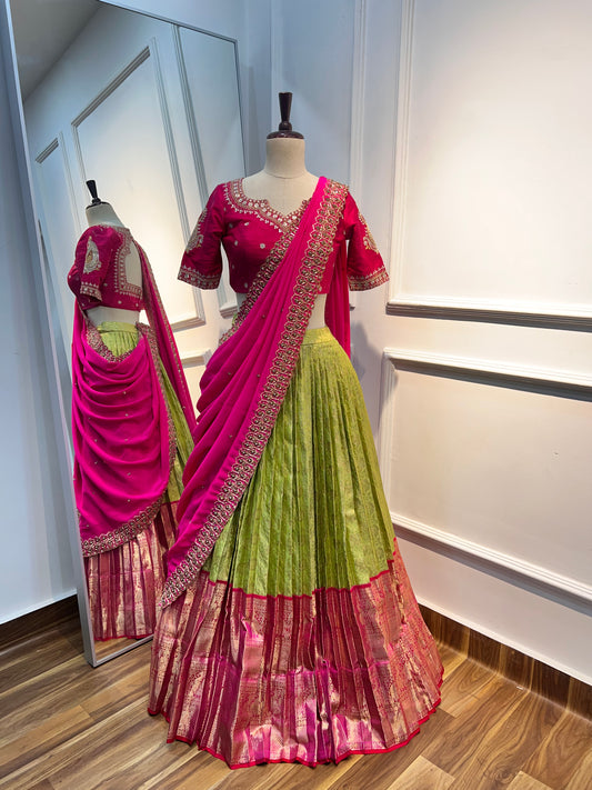 Royal Hand-Embroidered Kanchi Pattu Lehenga Set