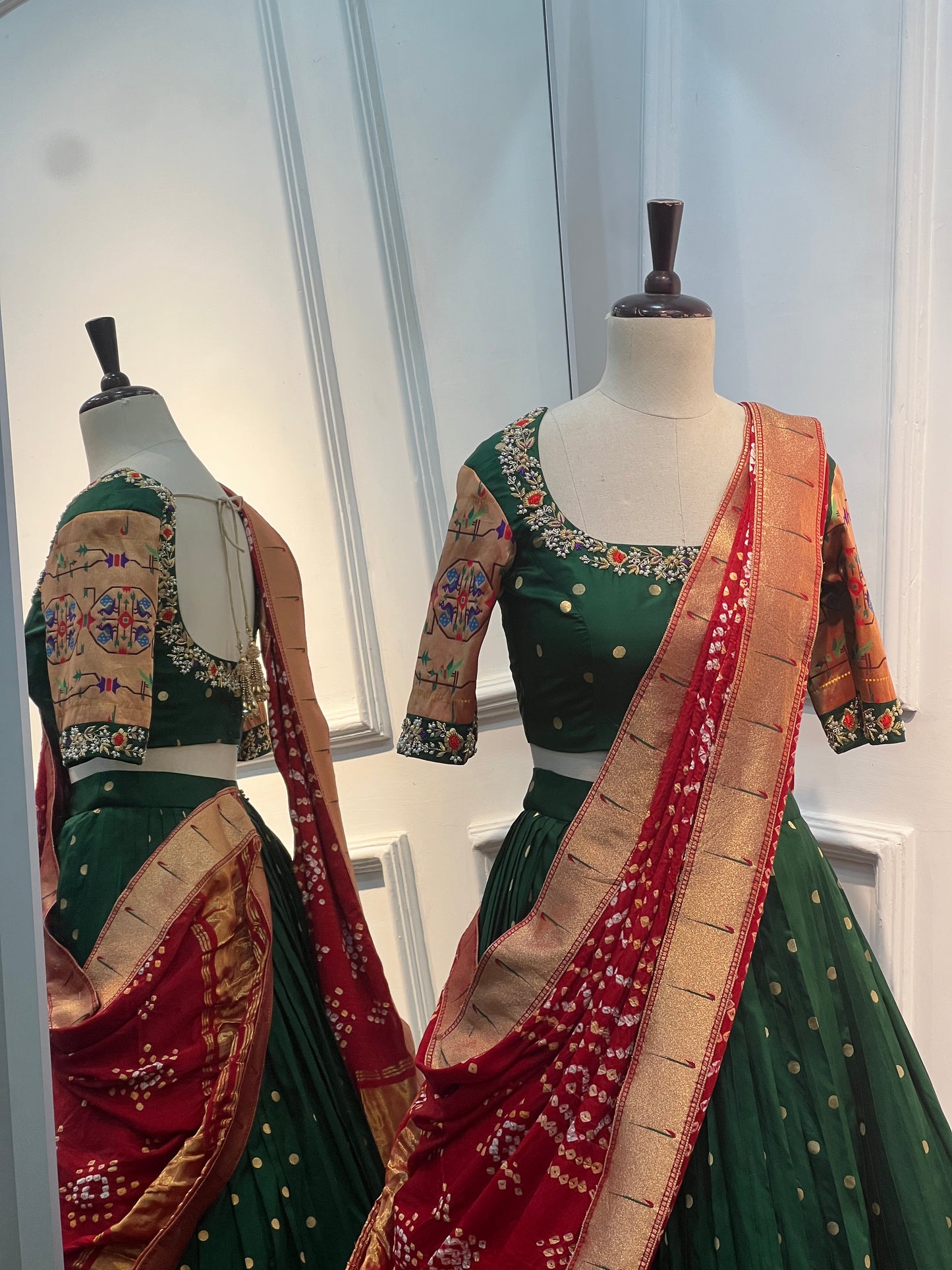 Pure Paithani Lehenga with Bandhani Dupatta & Paithani Border