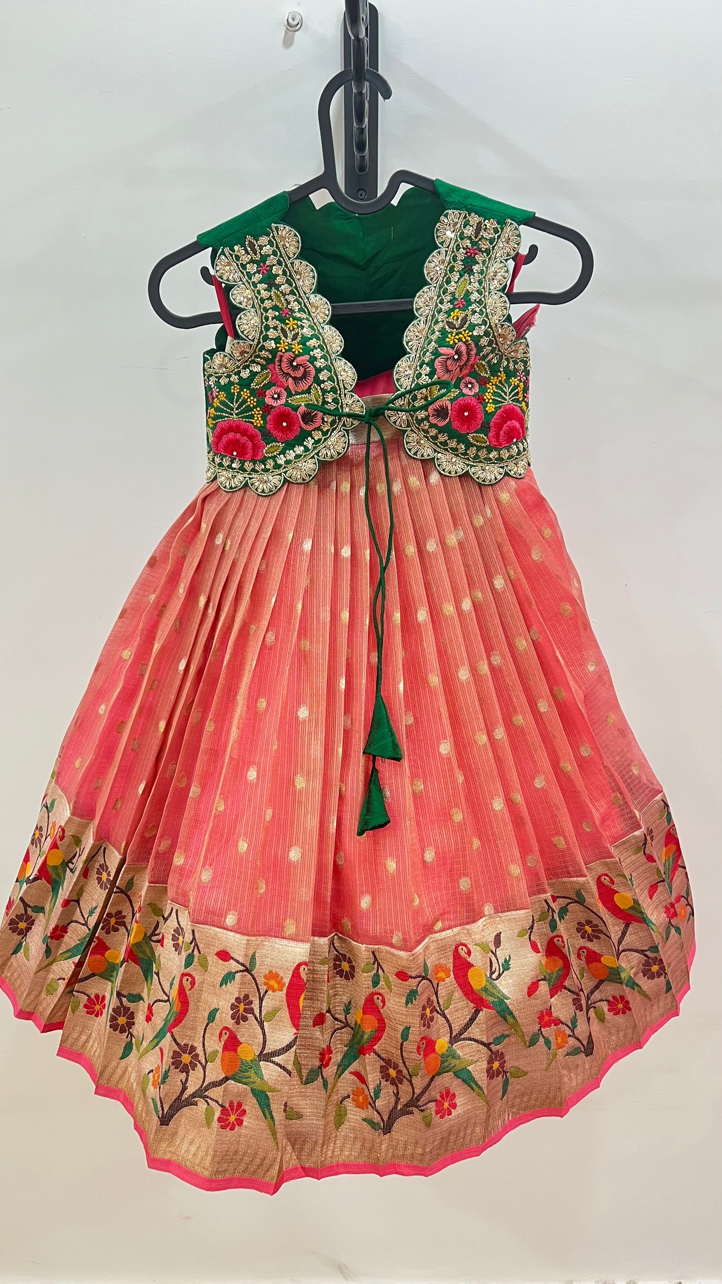 Zari Kota Lehenga with Paithani Border & Hand Embroidered Blouse