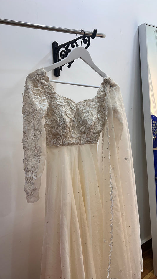 Organza Dress with Sequin Detailing & Embellished Dupatta