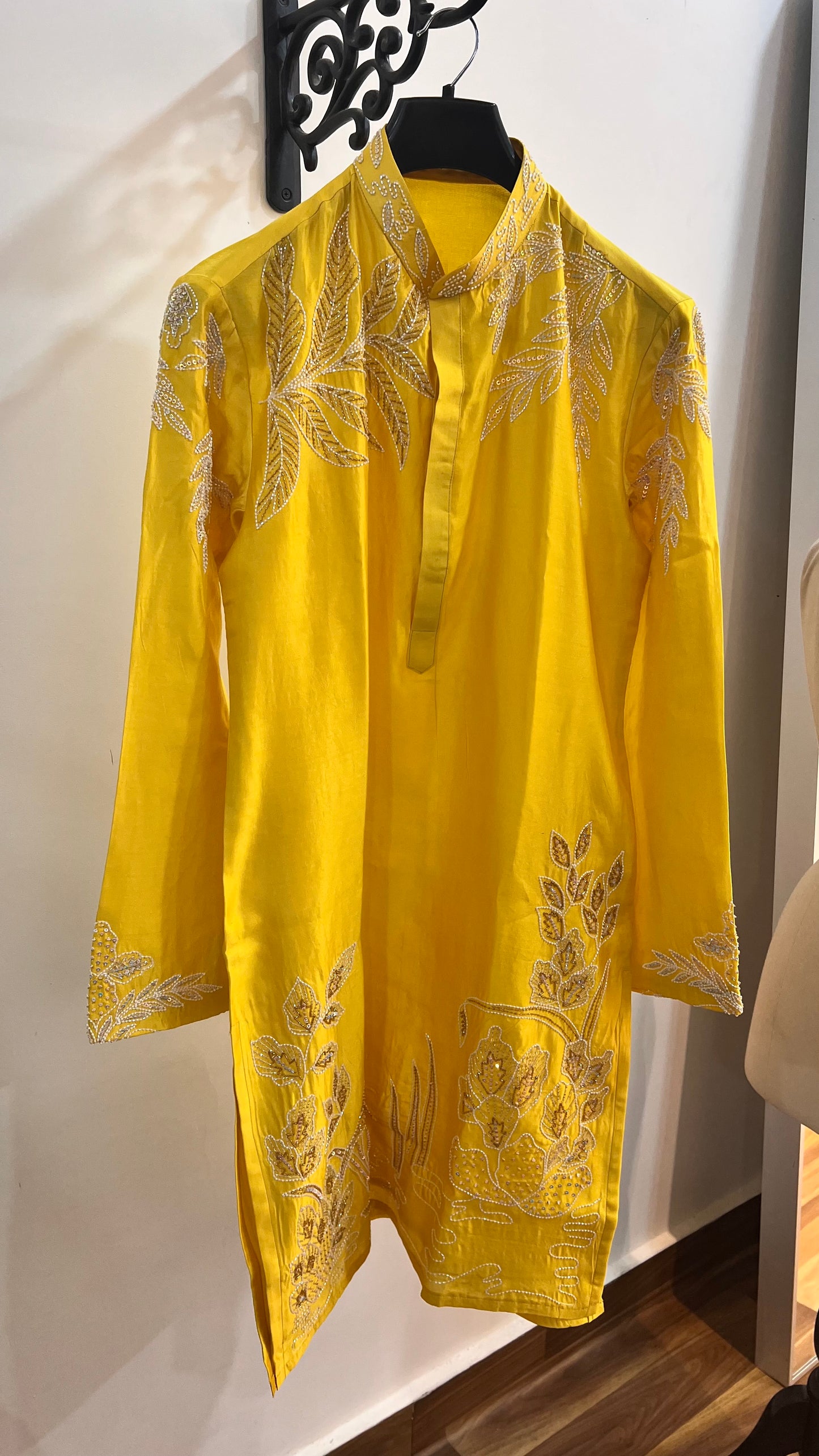 Pure Silk Chanderi Kurta Set with Hand Embroidery (Customizable Colors)