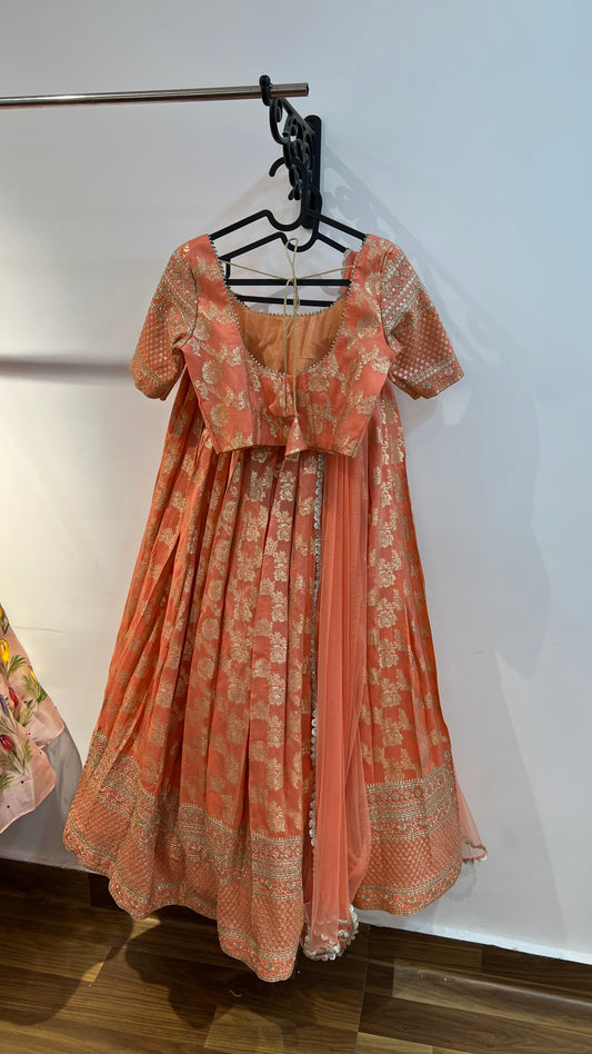 Elegant Banarasi Silk Lehenga Set with Net Dupatta