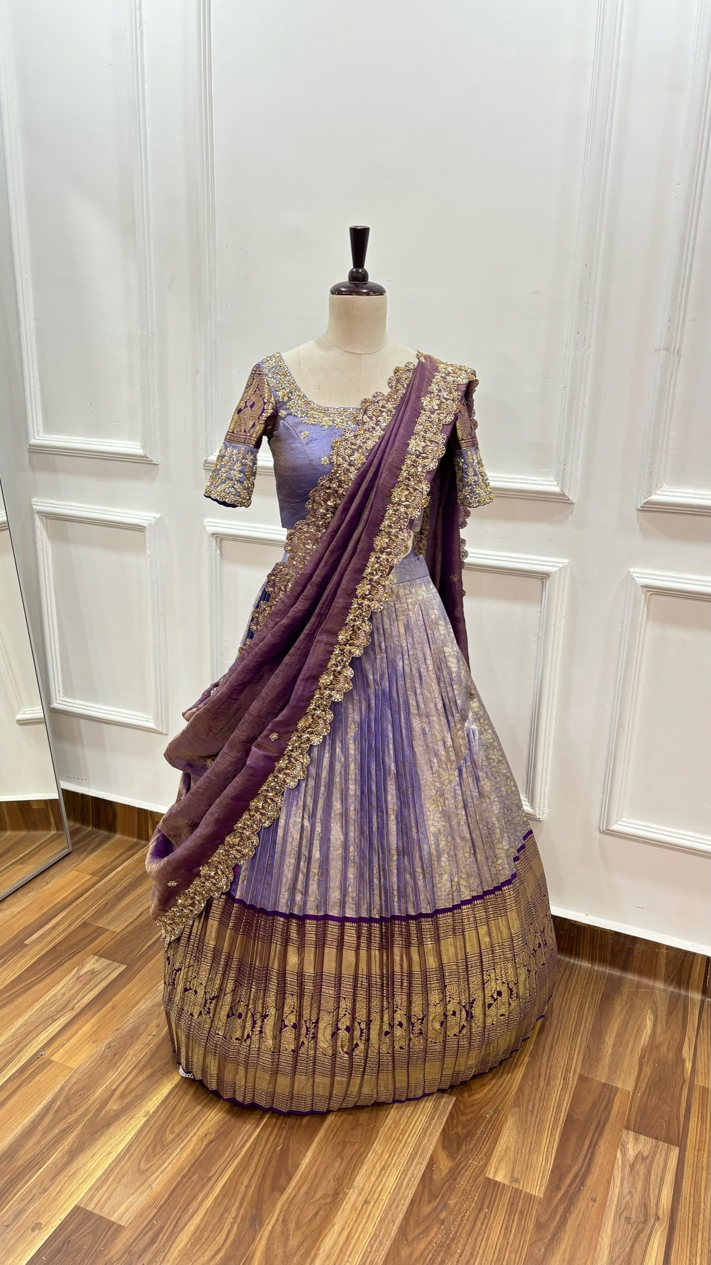 Lavender Kanchipattu Lehenga
