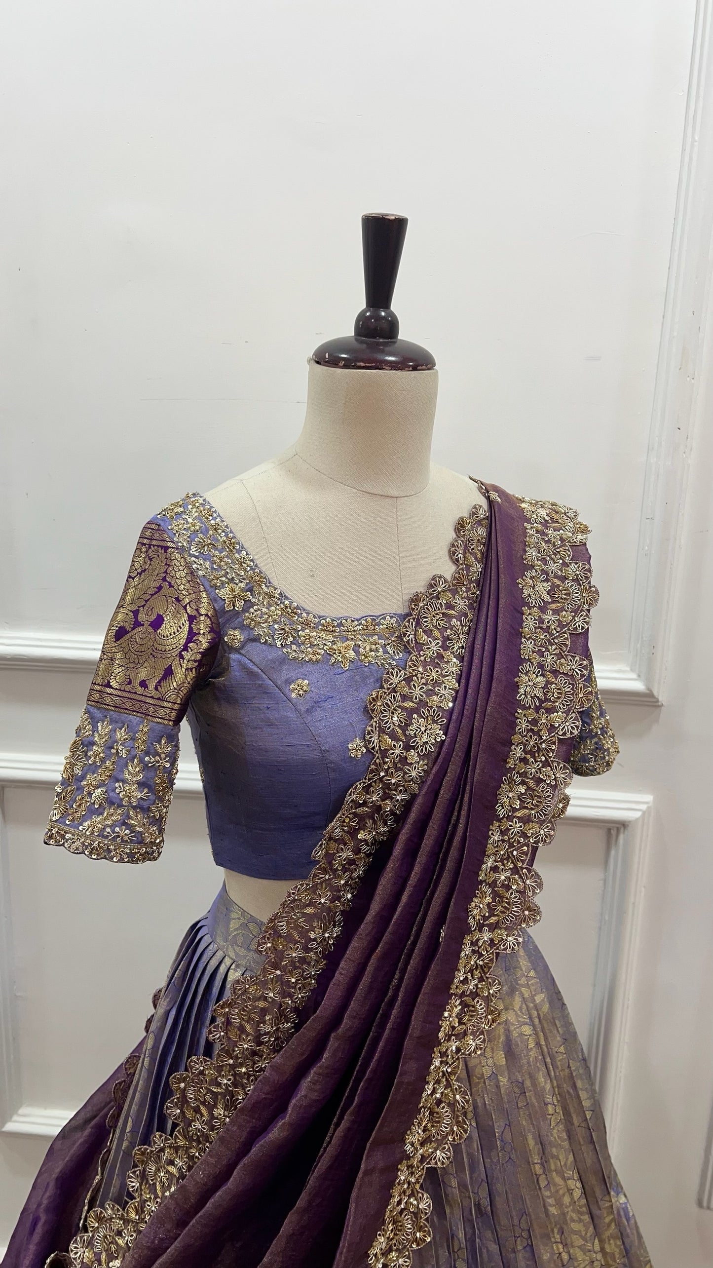 Lavender Kanchipattu Lehenga