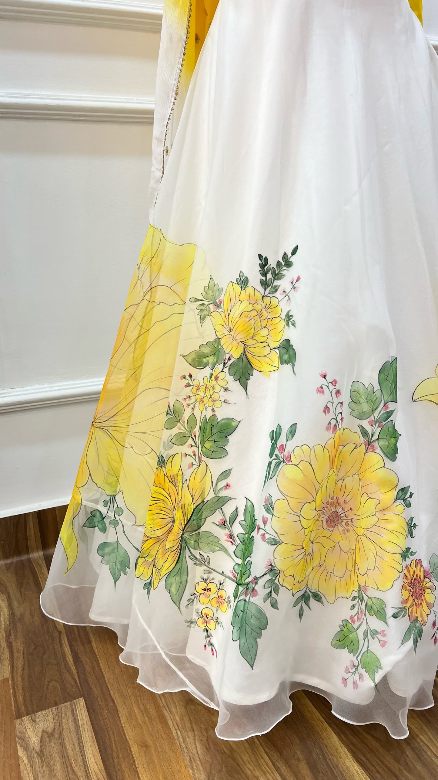 Hand Painted Haldi Lehenga