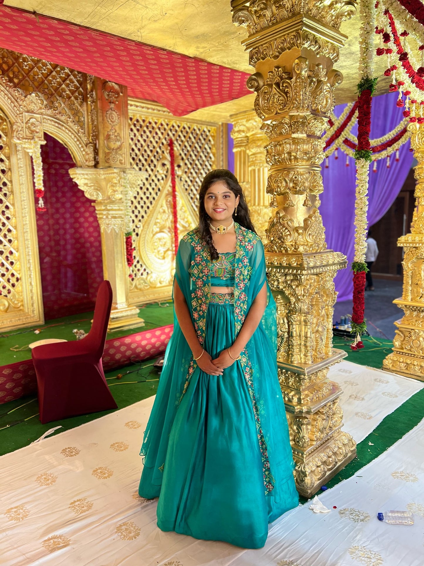 Crop top lehenga with cape