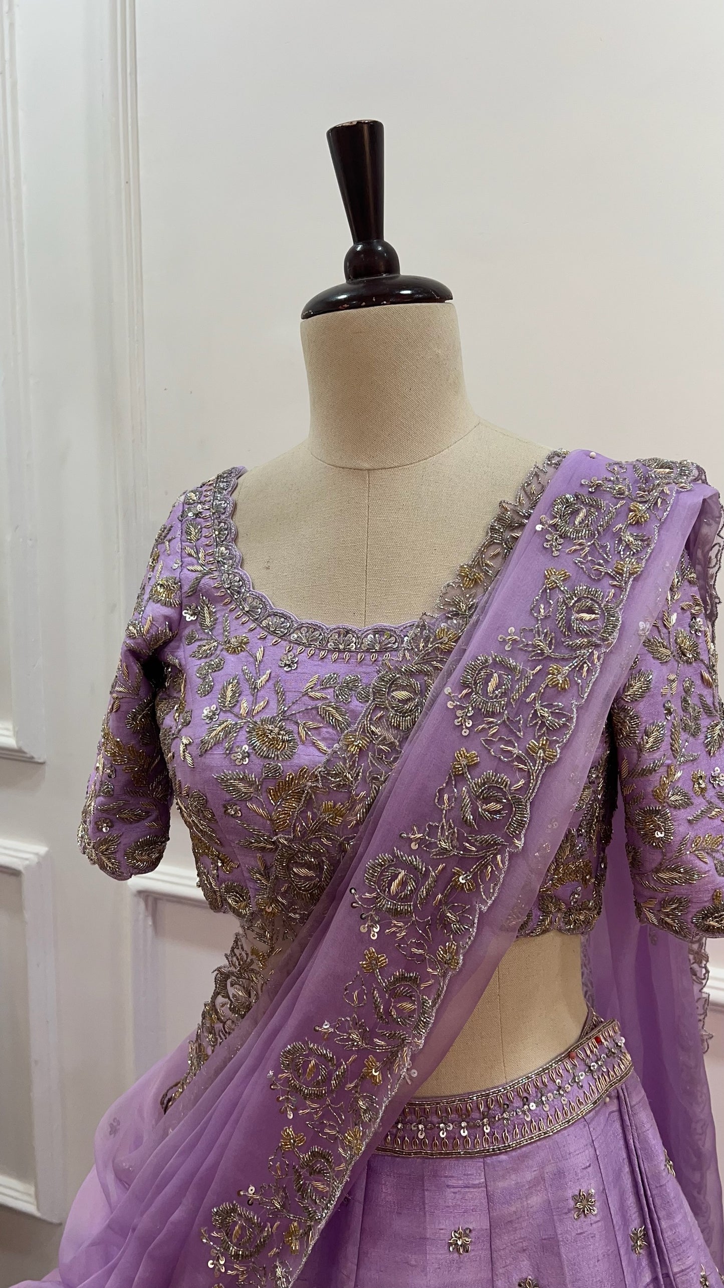 Lavender Raw Silk Lehenga Set
