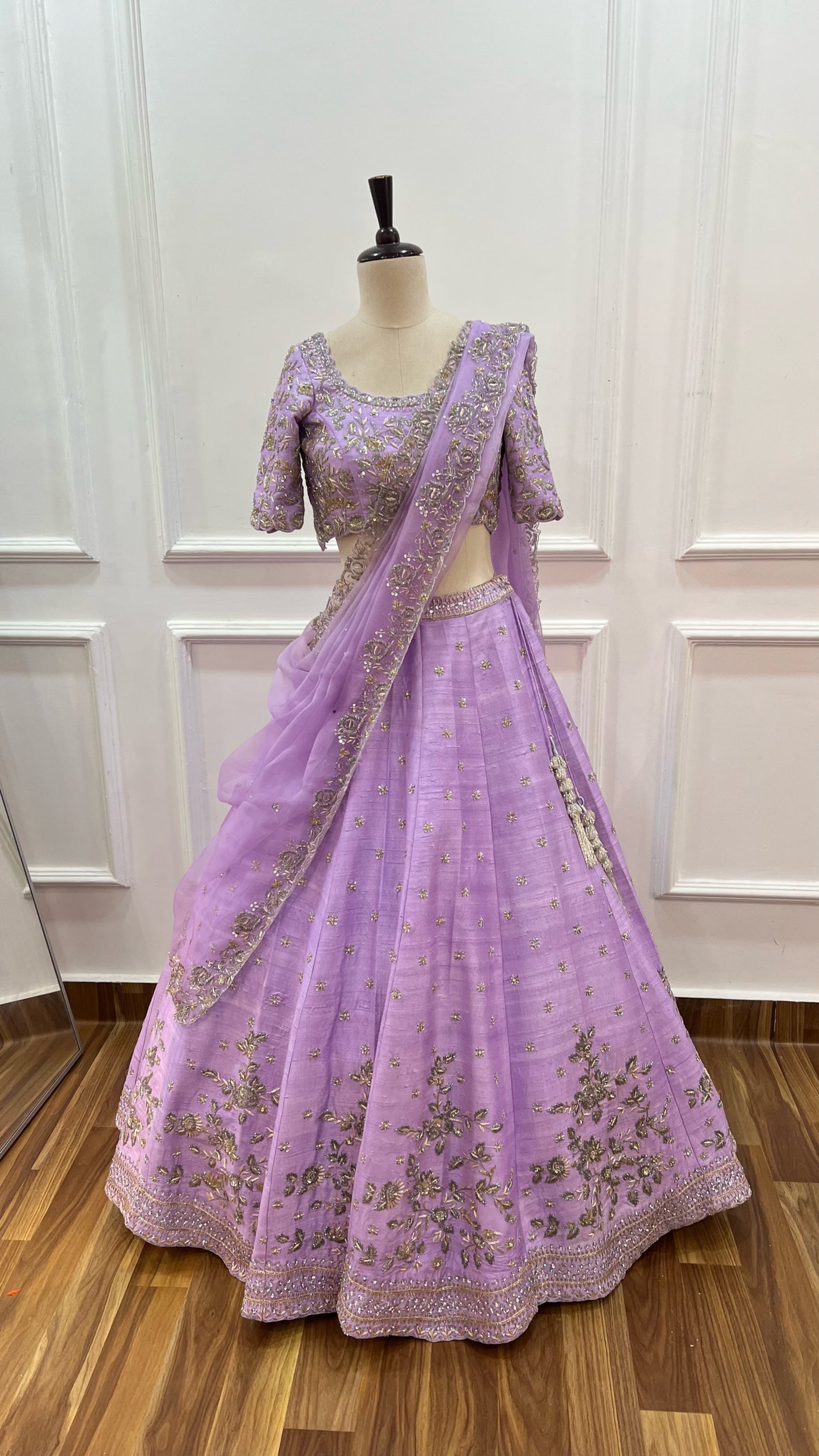 Lavender Raw Silk Lehenga Set