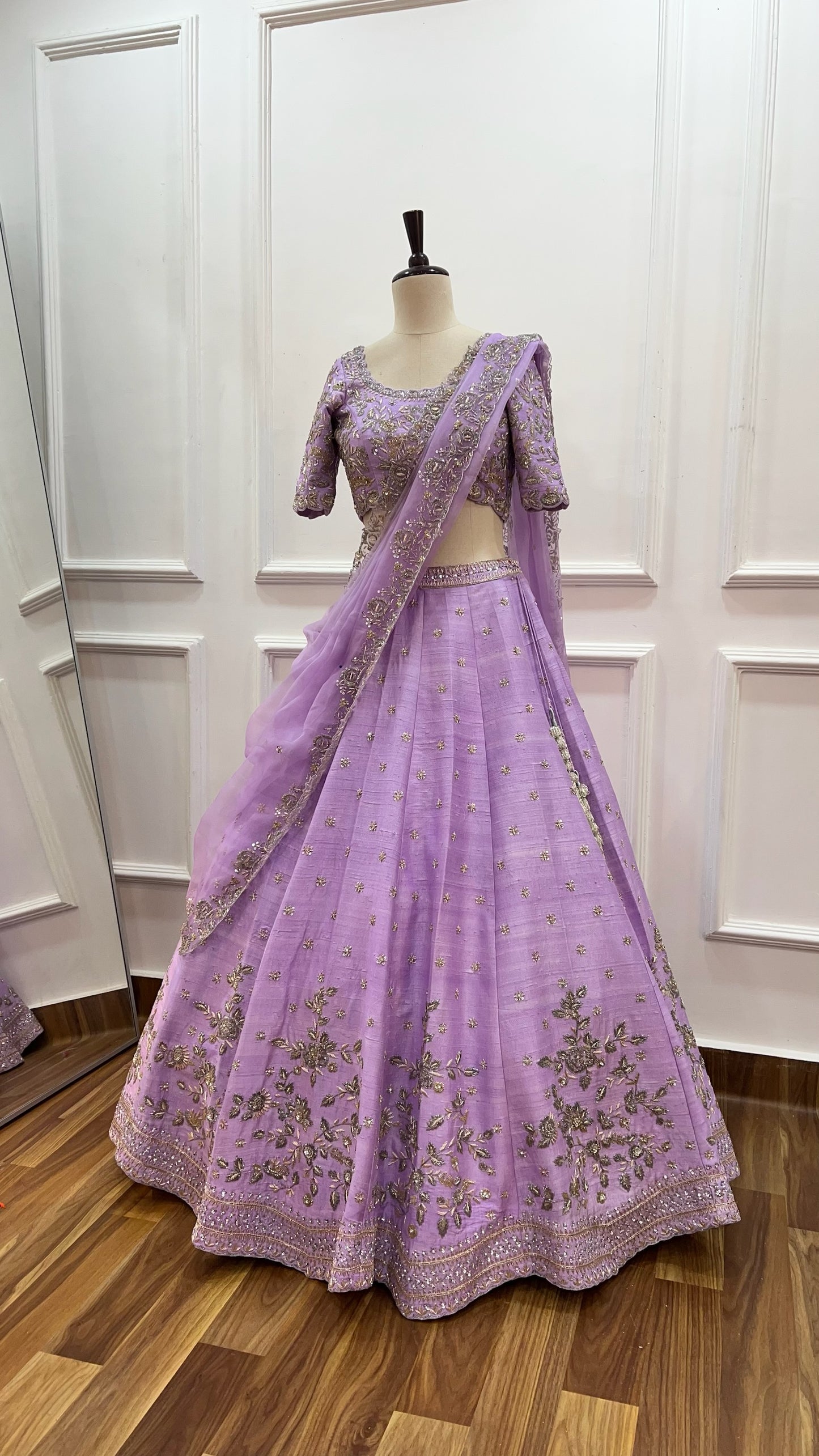 Lavender Raw Silk Lehenga Set