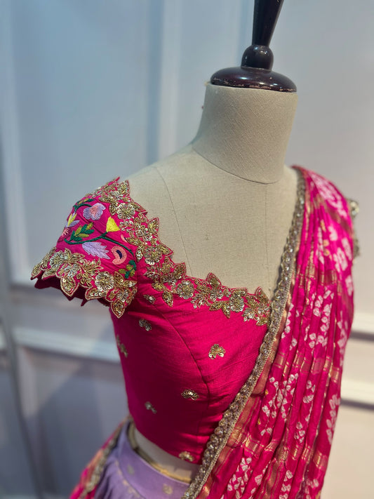 Lavender Zarikota Lehenga