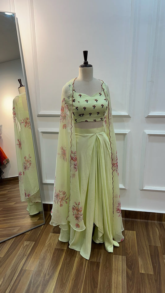 Pre-Draped Skirt with Cape Set