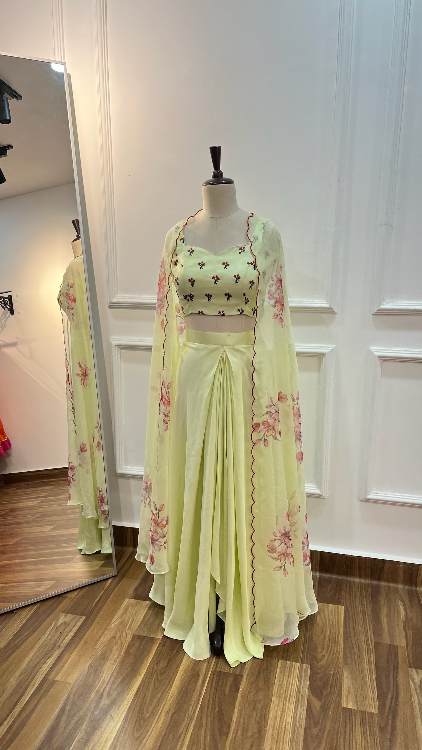 Pre-Draped Skirt with Cape Set
