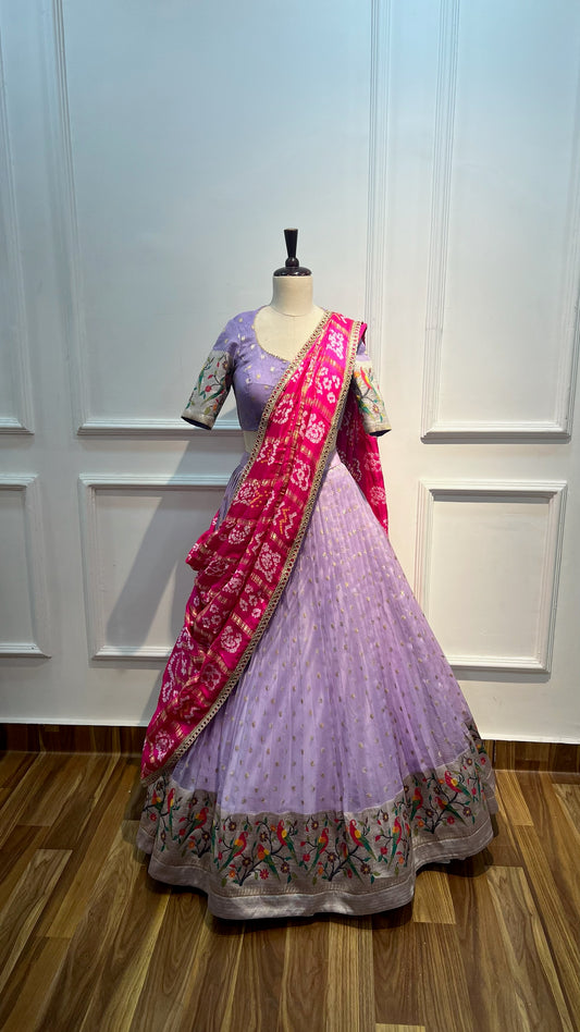 Lavender pink Zarikota Lehenga