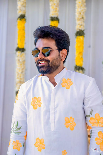 Lenin satin floral Kurtha