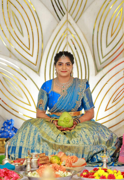 Blue Kanchipattu Lehenga