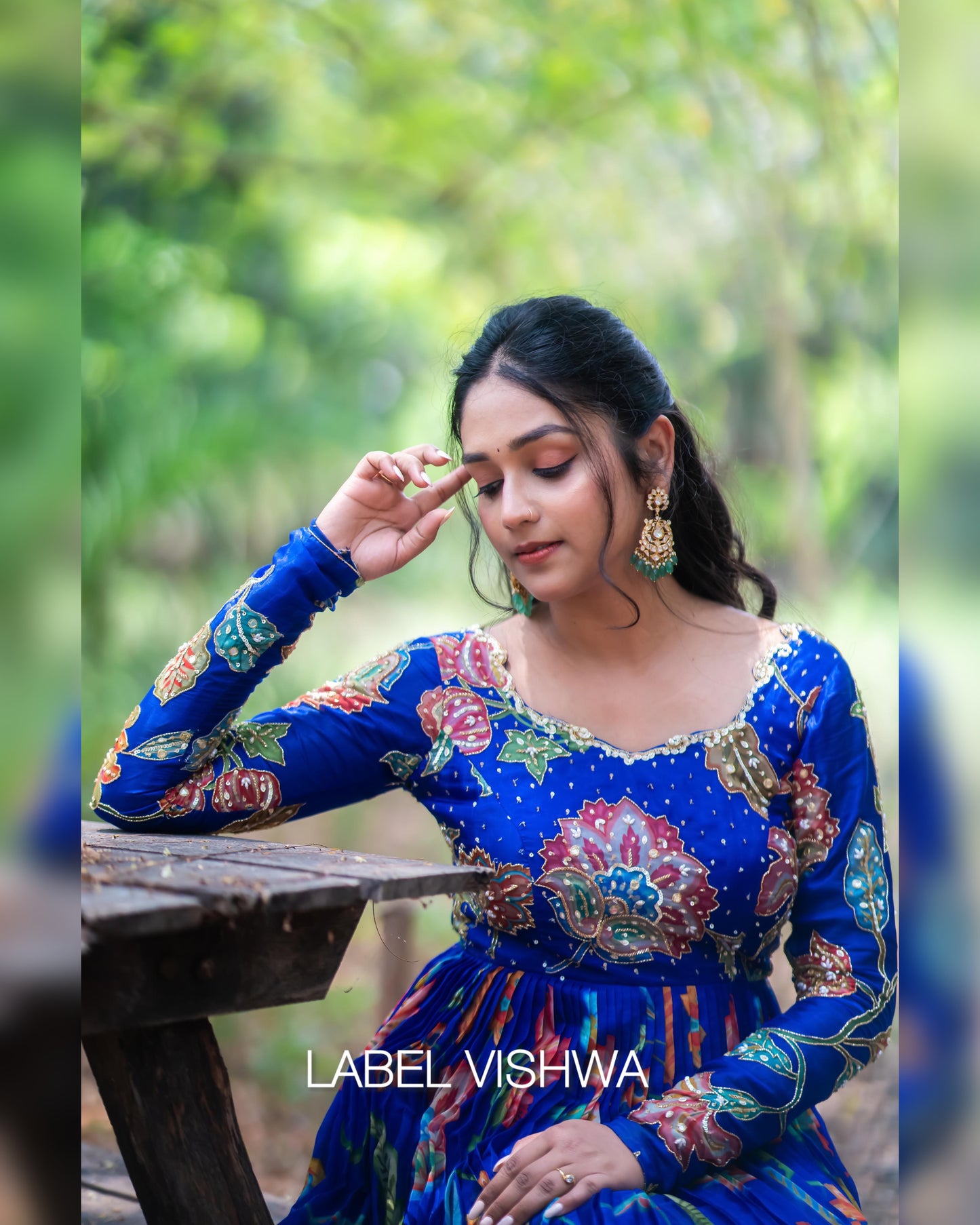 Floral Georgette Long Frock with Hand Embroidered Yoke