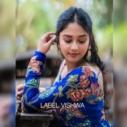 Floral Georgette Long Frock with Hand Embroidered Yoke