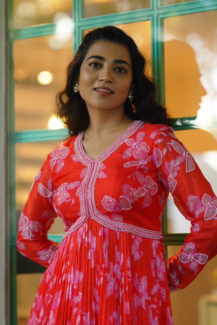 Red Color Floral Sharara with hand embroidery